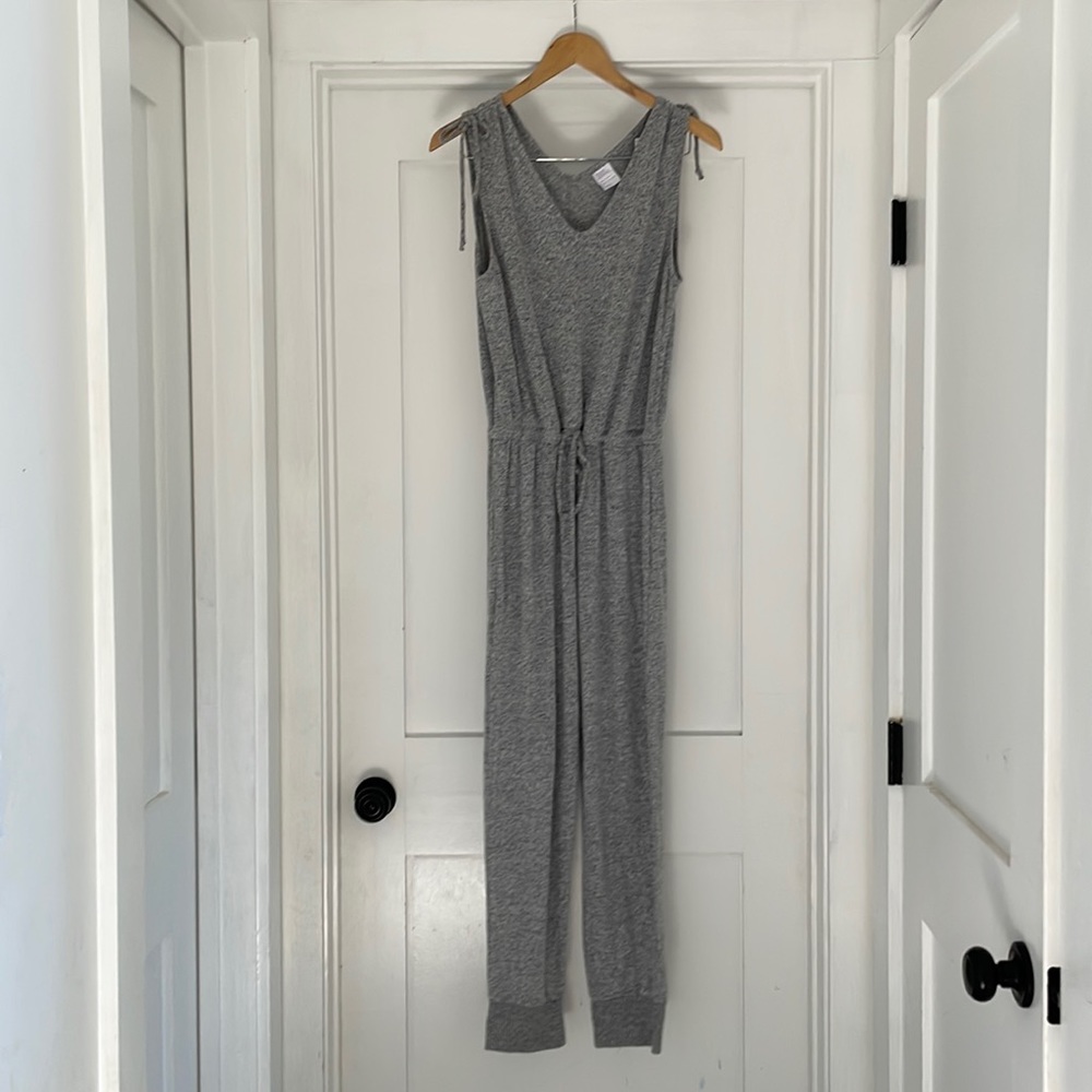 Gray v-neck jumpsuit
